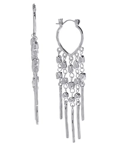 Style & Co Mixed Bead Fringe Statement Earrings, Created For Macy's In Silver