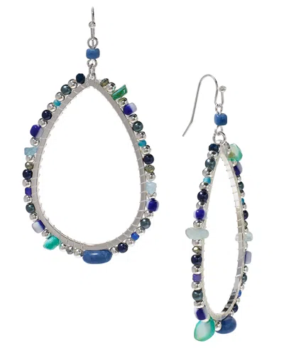 Style & Co Mixed Bead Open Drop Statement Earrings, Created For Macy's In Blue