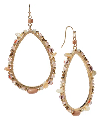 Style & Co Mixed Bead Open Drop Statement Earrings, Created For Macy's In Brown