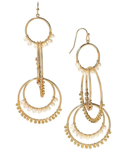 Style & Co Mixed Bead Orbital Drop Statement Earrings, Created For Macy's In Gold