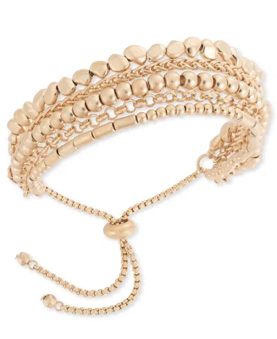 Style & Co Mixed Bead Statement Slider Bracelet, Created For Macy's In Gold