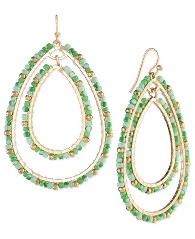 Style & Co Mixed-metal Crystal Double Oval Earrings, Created For Macy's In Green