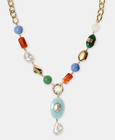 Style & Co Mixed Stone & Imitation Pearl Lariat Necklace, 18" + 3" Extender, Macy's Exclusive In Multi