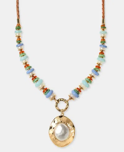 Style & Co Mixed Stone & Imitation Pearl Pendant Necklace, 28-4/5" + 3" Extender, Macy's Exclusive In Gold