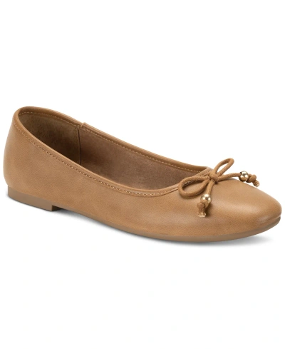 Style & Co Women's Monaee Bow Slip-on Ballet Flats, Created For Macy's In Medium Tan