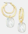 Style & Co Mother-of-pearl Charm Double-row Hoop Earrings, Macy's Exclusive In Gold