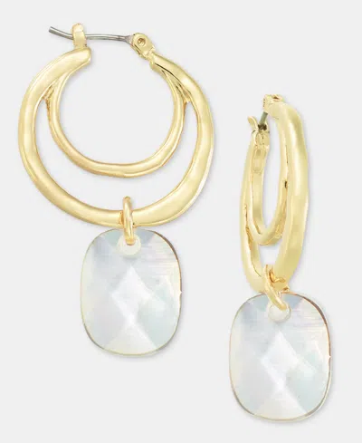 Style & Co Mother-of-pearl Charm Double-row Hoop Earrings, Macy's Exclusive In White