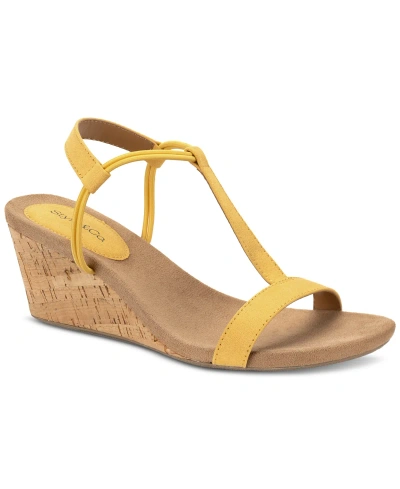 Style & Co Women's Mulan Wedge Sandals, Created For Macy's In Daffodil Micro