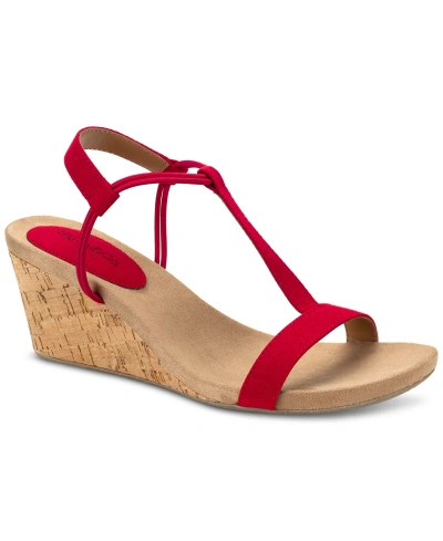 Style & Co Women's Mulan Wedge Sandals, Created For Macy's In Fruit Punch Micro