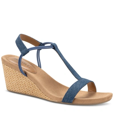 Style & Co Women's Mulan Wedge Sandals, Created For Macy's In Medium Denim