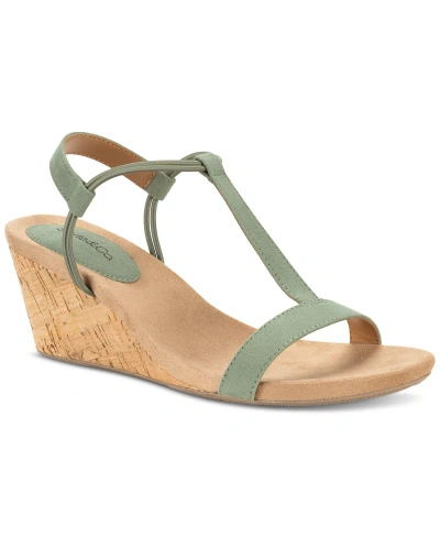 Style & Co Women's Mulan Wedge Sandals, Created For Macy's In Sage Micro