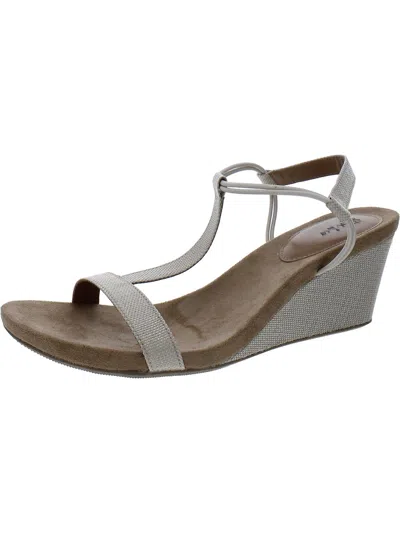 Style & Co Mulan Womens Ankle Strap Heeled Wedge Sandals In Gray
