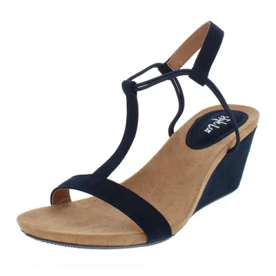 Style & Co Mulan Womens Wedge Sandals In Blue