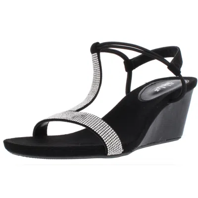 Style & Co Women's Mulan Embellished Wedge Sandals, Created Macy's In Black,silver