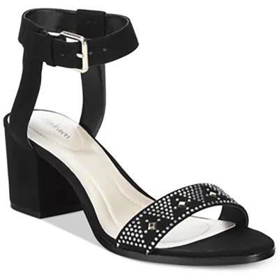 Style & Co Mullane2 Womens Rhinestone Manmade Ankle Strap In Black