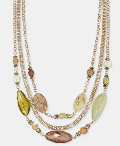 Style & Co Multi-beaded Three-row Layered Necklace, Macy's Exclusive In Neutral