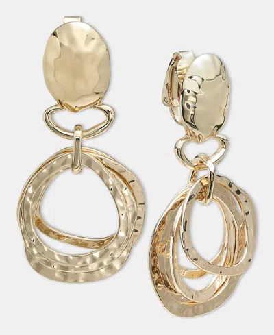 Style & Co Multi-ring Clip-on Double Drop Earrings, Macy's Exclusive In Gold