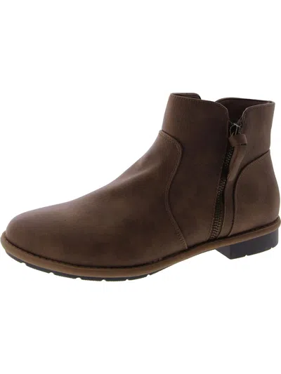 Style & Co Oaklynn Womens Faux Leather Laceless Ankle Boots In Brown