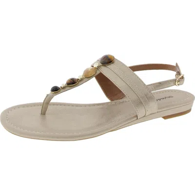 Style & Co Olivahp Womens Beaded Man Made Ankle Strap In Platino