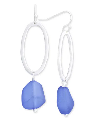 Style & Co Open Oval & Color Stone Drop Earrings, Created For Macy's In Blue