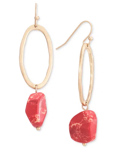 Style & Co Open Oval & Color Stone Drop Earrings, Created For Macy's In Coral