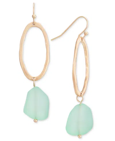 Style & Co Open Oval & Color Stone Drop Earrings, Created For Macy's In Green