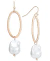 STYLE & CO OPEN OVAL & COLOR STONE DROP EARRINGS, CREATED FOR MACY'S
