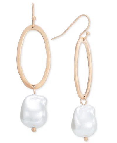 Style & Co Open Oval & Color Stone Drop Earrings, Created For Macy's In White