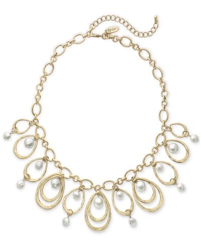 Style & Co Orbital Bead Statement Necklace, 18-1/4" + 3" Extender, Created For Macy's In White