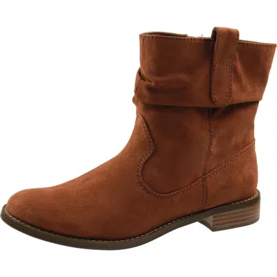Style & Co Pagee Womens Zipper Faux Suede Ankle Boots In Brown