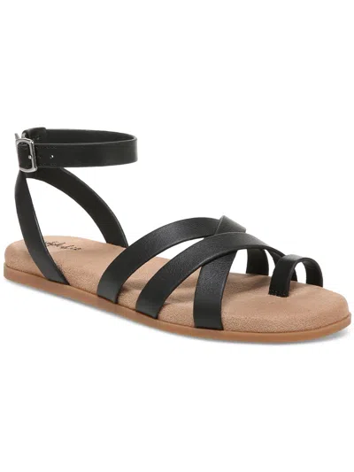 Style & Co Parnikka Womens Faux Leather Criss-cross Slingback Sandals In Black