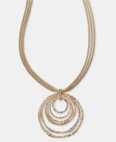 Style & Co Pave Multirow Circle Pendant Necklace, 18" + 3" Extender, Macy's Exclusive In Gold