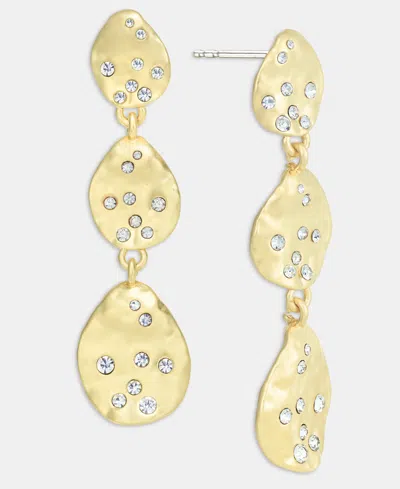 Style & Co Pave Oval Triple Drop Earrings, Macy's Exclusive In Gold