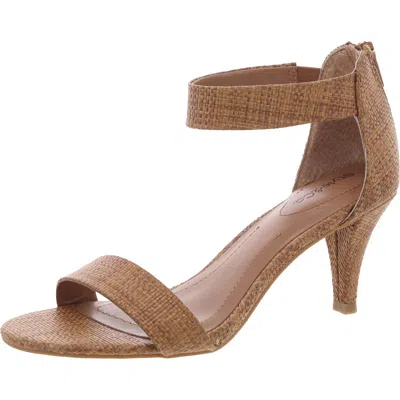 Style & Co Payce Womens Zipper Cone Heel Ankle Strap In Walnut Raffia