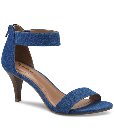 Style & Co Women's Paycee Two-piece Dress Sandals, Created For Macy's In Mid Denim