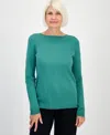 Style & Co Petite Boat-neck Sweater, Macy's Exclusive In Green