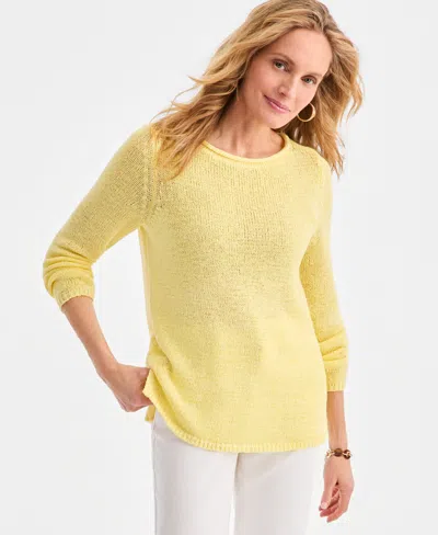 Style & Co Petite Boat Neck Tape Yarn Sweater, Macy's Exclusive In Yellow