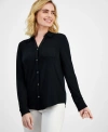 STYLE & CO PETITE BUTTON-FRONT LONG-SLEEVE KNIT SHIRT, CREATED FOR MACY'S