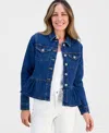 Style & Co Petite Button-front Peplum Denim Jacket, Macy's Exclusive
