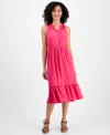 Style & Co Petite Button-front Sleeveless Midi Dress, Macy's Exclusive In Pink