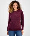 Style & Co Petite Chenille Cable Knit Sweater, Macy's Exclusive In Burgundy