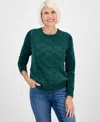 Style & Co Petite Chenille Cable Knit Sweater, Macy's Exclusive In Green