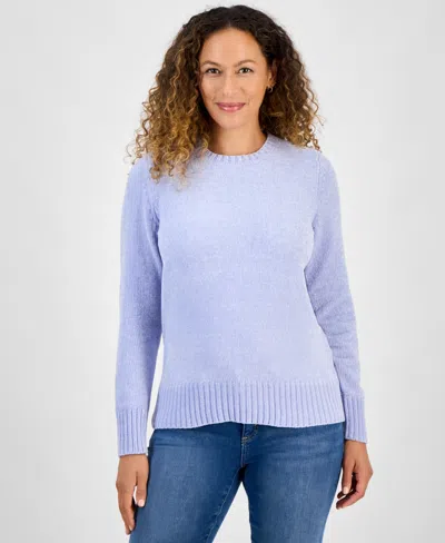 Style & Co Petite Chenille Crewneck Sweater, Created For Macy's In Blue