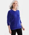 Style & Co Women's Crewneck Chenille Long-sleeve Sweater, Created For Macy's In Jazzy Blue