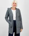 Style & Co Petite Chunky Cable-knit Hooded Cardigan, Macy's Exclusive In Gray