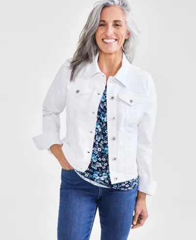 Style & Co Petite Classic Denim Jacket, Created For Macy's In Bright White
