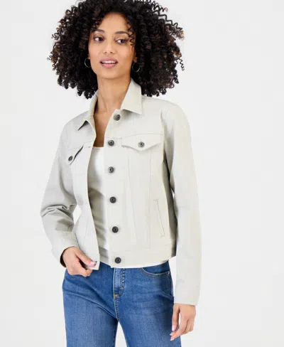 Style & Co Petite Classic Denim Jacket, Created For Macy's In Gray