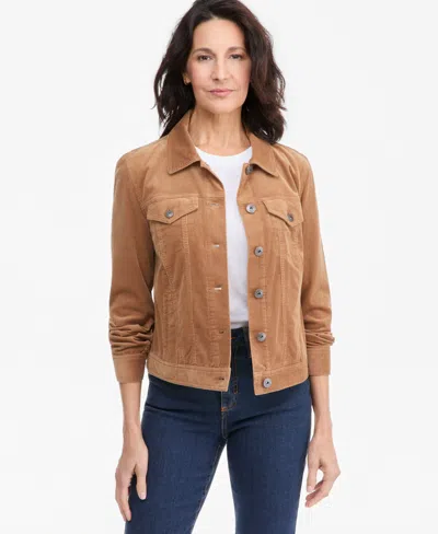 Style & Co Petite Classic Long-sleeve Corduroy Shirt Jacket, Macy's Exclusive In Brown