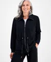 Style & Co Petite Cloud Fleece Full-zip Anorak Sweatshirt, Macy's Exclusive In Blue