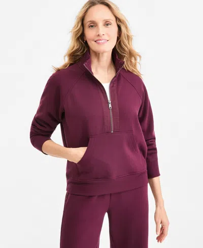 Style & Co Petite Cloud Fleece Half-zip Sweatshirt, Macy's Exclusive In Multi